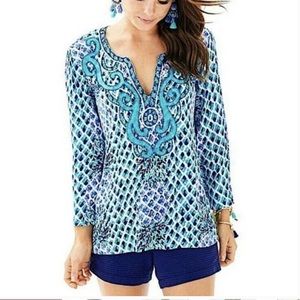 Lilly Pulitzer Amelia Island Tunic Toe in print Resort white XL